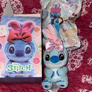 Disney Stitch Cosbi Plush Keychain - Blue and Pink